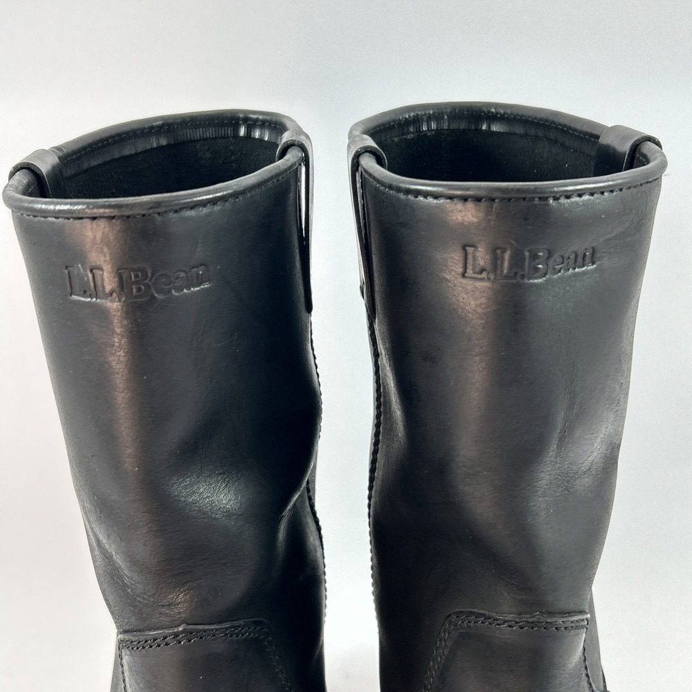 L.L.Bean Roughout Leather Engineer Boots Men's Sz 11 Harness Black Goodyear Welt - Picture 9 of 15